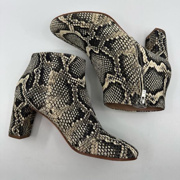 Loeffler Randall Faux Snakeskin Ankle Boots WMN US6.5 Block Heel Zippered Bootie - Picture 3 of 6